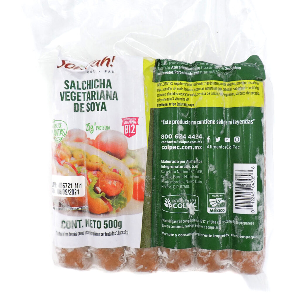 Salchicha Vegetariana De Soya Soi Yah Colpac 500 G Jung Real Food